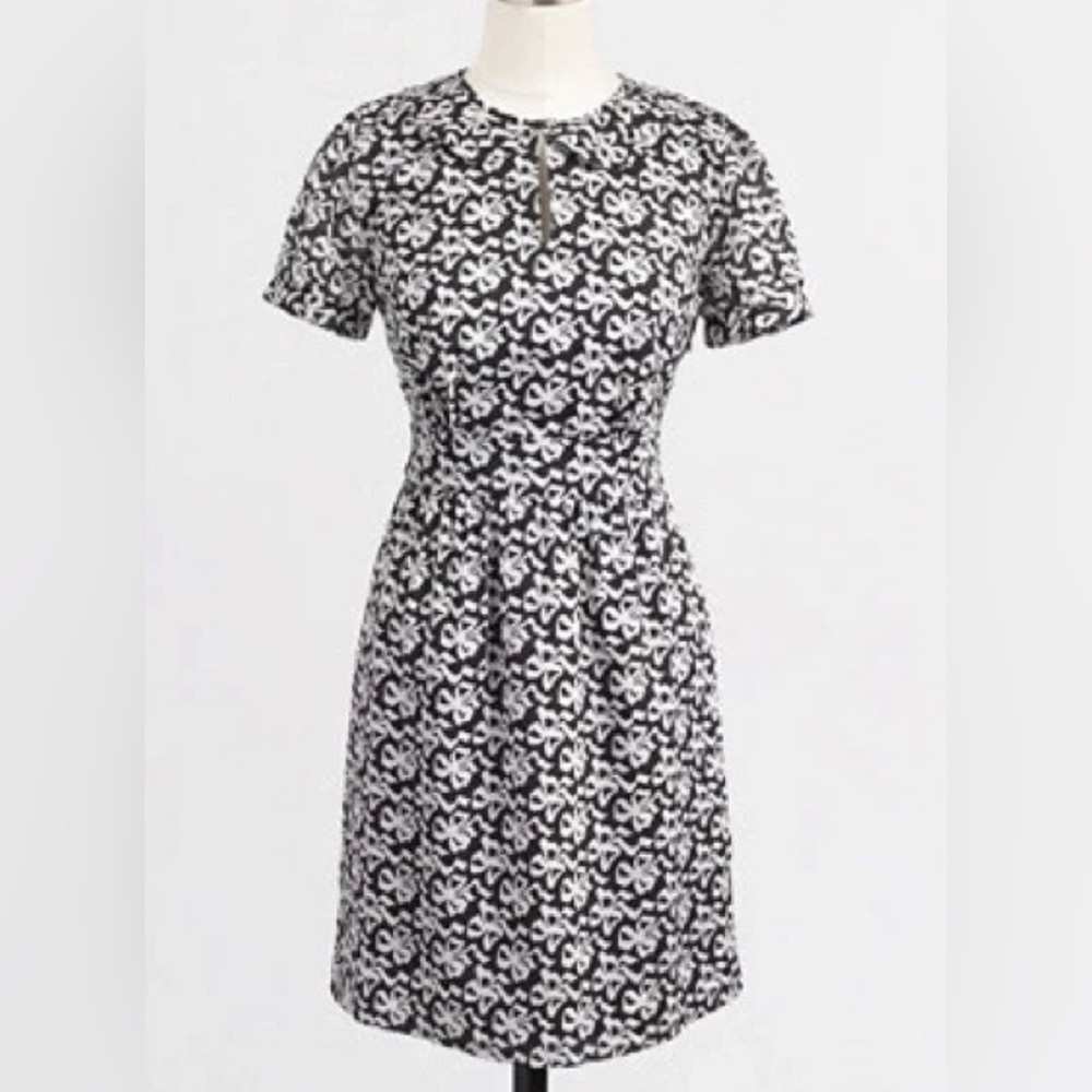 J.Crew Peter Pan collar black and white bow dress size 10